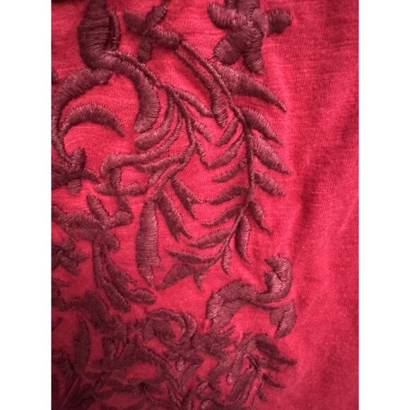 6 for $20 Lucky Brand Sante Fe Boho Black Peasant Flowy Embroidered Blouse, L - Picture 5 of 5